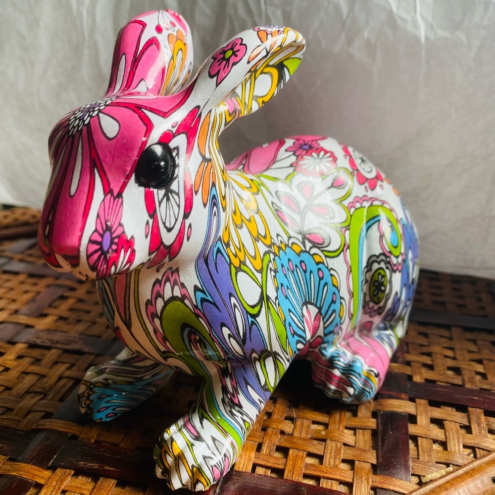 Bunny Rabbit Ceramic Floral Decoupage figurine (0059900) - Picture 8 of 9